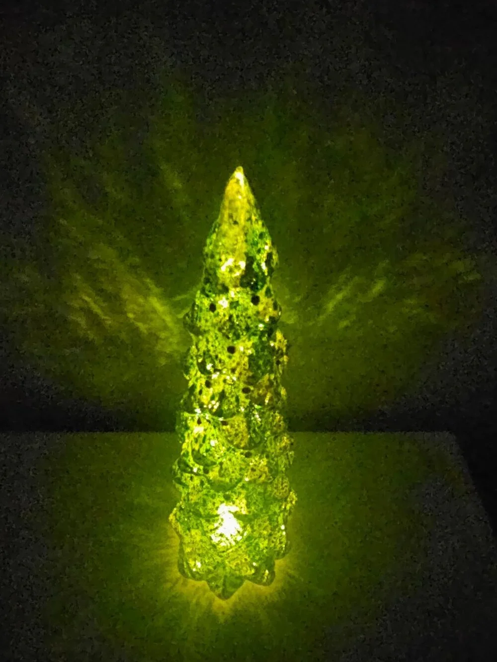 Pier One Imports Green Glass Christmas Tree Light Up 12
